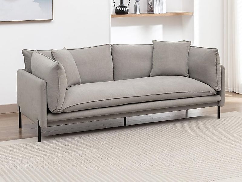 Sofa 3-Sitzer - Stoff - Grau - CORFINO günstig online kaufen