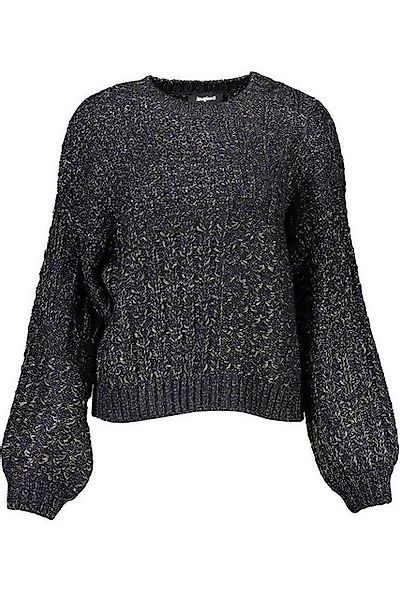 Desigual Strickpullover Schwarzer Damenpullover mit kontrastierenden Detail günstig online kaufen