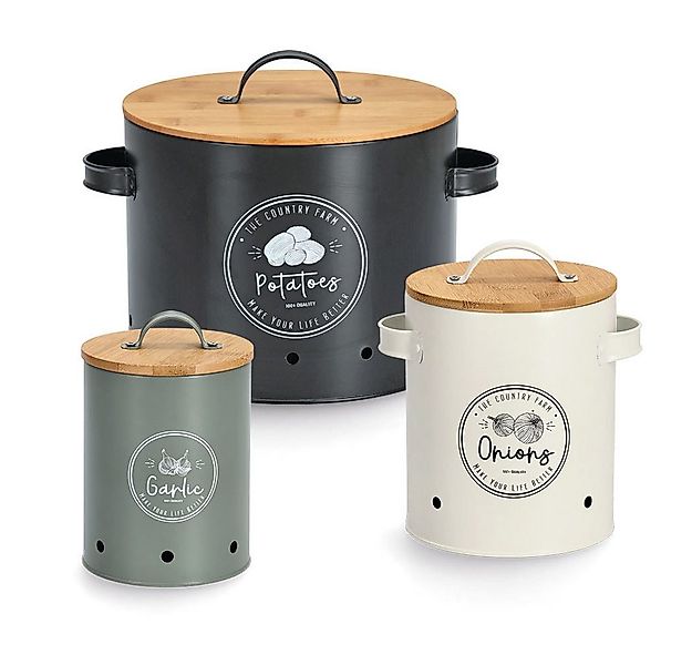 Zeller Present Aufbewahrungskorb Vorratsdose m. Bambusdeckel 'Onions', weiß günstig online kaufen