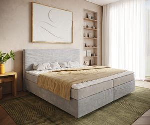 DELIFE Boxspringbett Dream-Well, Cord Silbergrau 200x200 günstig online kaufen