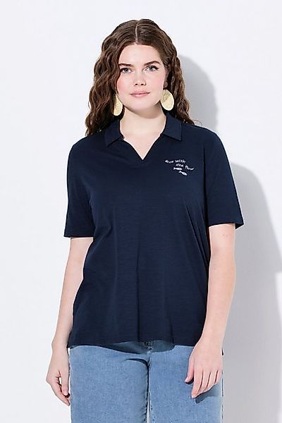 Ulla Popken Poloshirt Poloshirt Stickerei Polokragen Halbarm günstig online kaufen