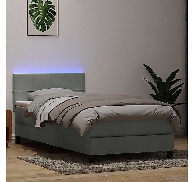 vidaXL Boxspringbett, Boxspringbett mit Matratze Hellgrau 80x210 cm Samt günstig online kaufen