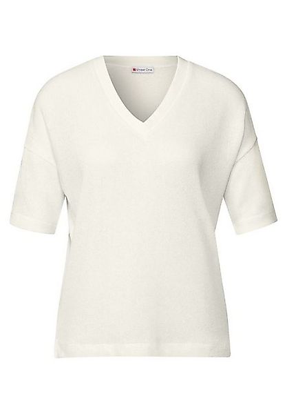 STREET ONE T-Shirt – Kurzarmshirt im Strick-Look mit seitlichem Schlitz günstig online kaufen