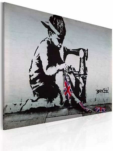 artgeist Wandbild Union Jack Kid (Banksy) grau/schwarz Gr. 60 x 40 günstig online kaufen