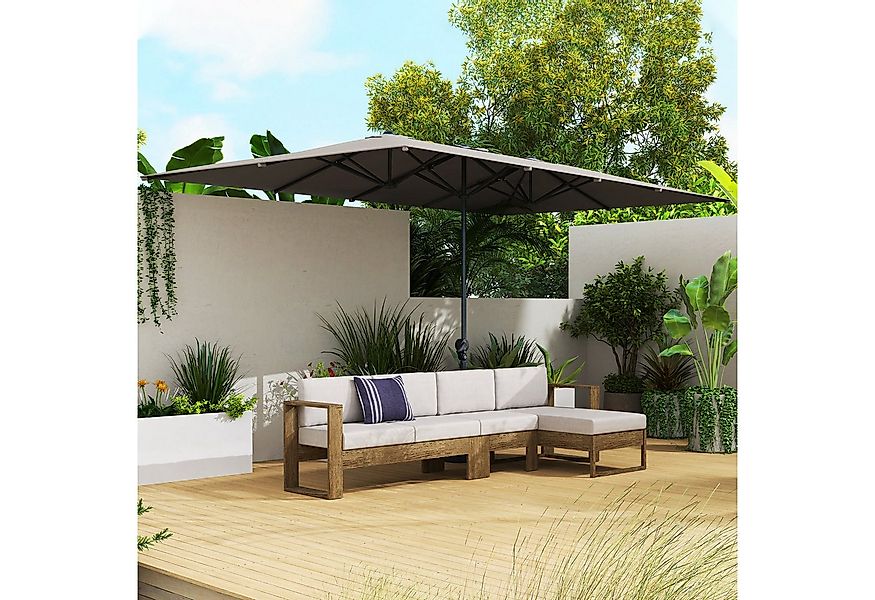 Outsunny Sonnenschirm mit Kurbel, 451 x 264 cm, UV Schutz 50+, LxB: 451x264 günstig online kaufen