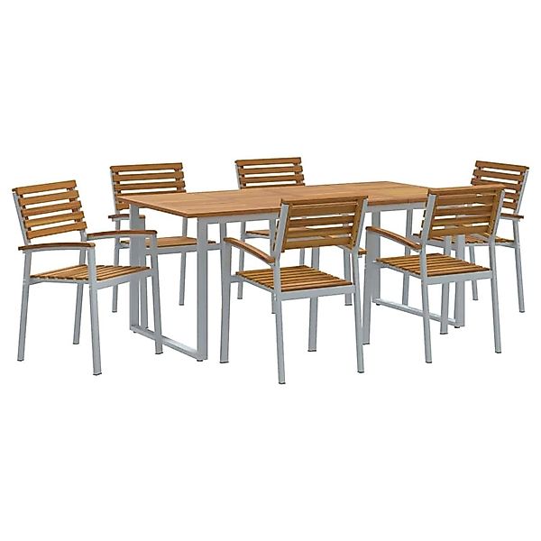 vidaXL Garten Essgruppe 7-Tlg Grau und Braun Akazie Massivholz 3284348 günstig online kaufen