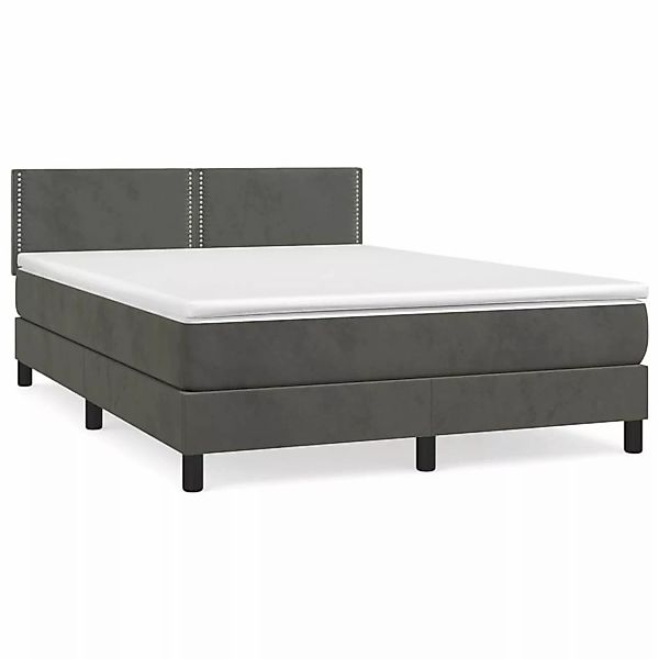 vidaXL Boxspringbett mit Matratze Dunkelgrau 140x200 cm Samt1350123 günstig online kaufen
