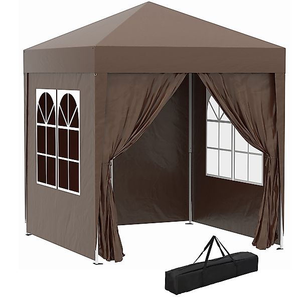 Outsunny Faltpavillon 2x2m mit 4 Seitenwänden und Fenstern, UV-Schutz, Gart günstig online kaufen