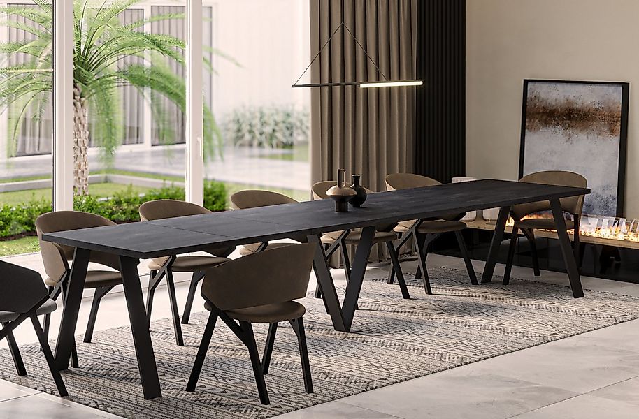 Endo-Moebel Esstisch Lungo XXL 130-405 cm, Metallgestell, ausziehbar, erwei günstig online kaufen