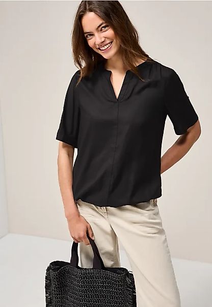 Split Neck Viskose-Bluse günstig online kaufen