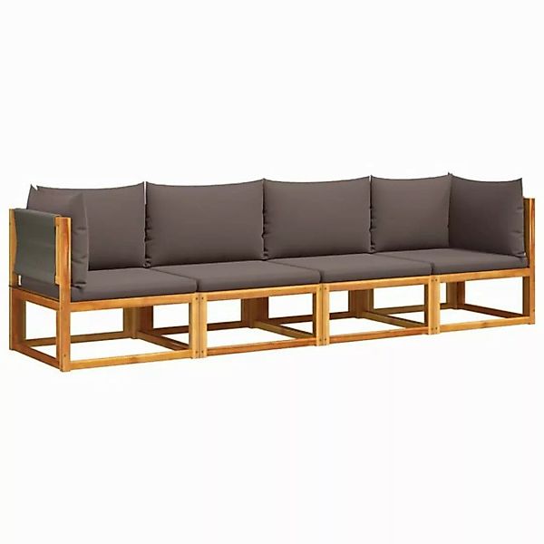 vidaXL Loungesofa 4-tlg. Garten-Sofagarnitur mit Kissen Massivholz, 1 Teile günstig online kaufen