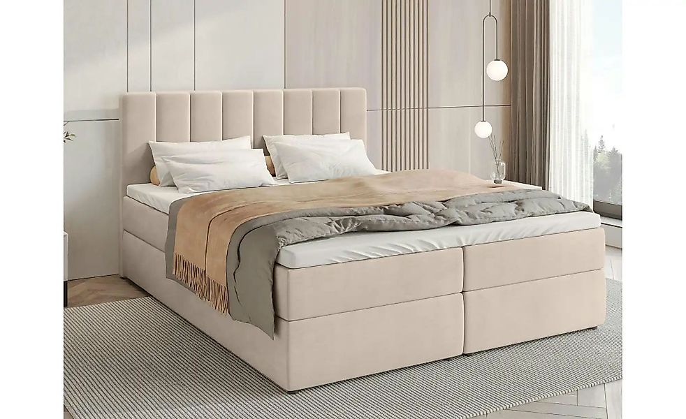 Boxbett mit Bettkasten und Topper Devora ¦ beige ¦ Maße (cm): B: 140 H: 102 günstig online kaufen