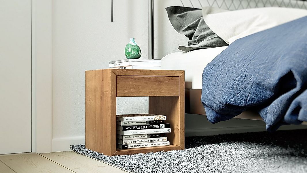 Woodek Design Nachttisch 2er-Set Würfel HUGO, grifflose Nachtkommode, H39 x günstig online kaufen