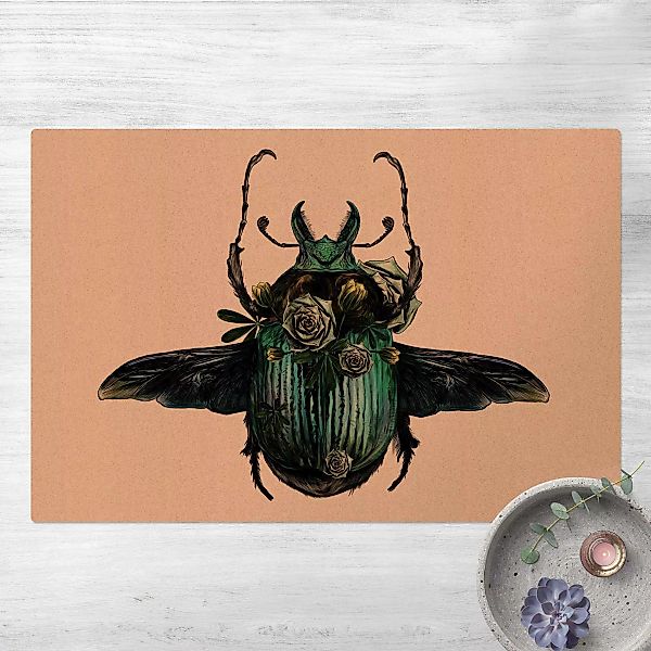 Kork-Teppich Illustration floraler Käfer günstig online kaufen