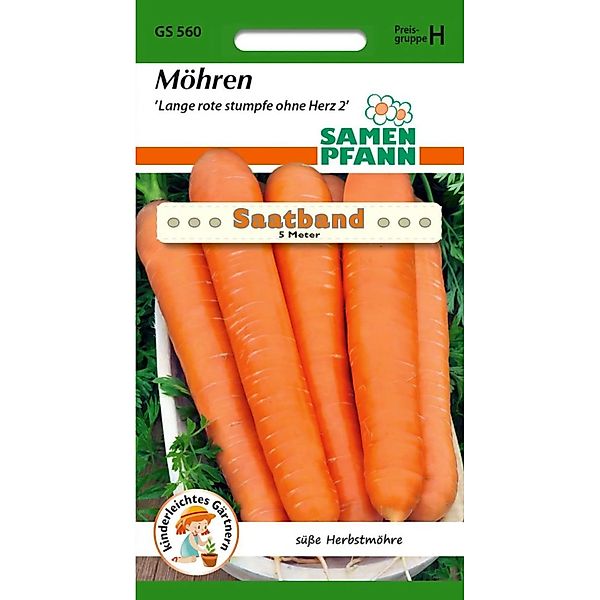 SAMEN PFANN Möhre Lange Rote Stumpfe ohne Herz Saatband günstig online kaufen