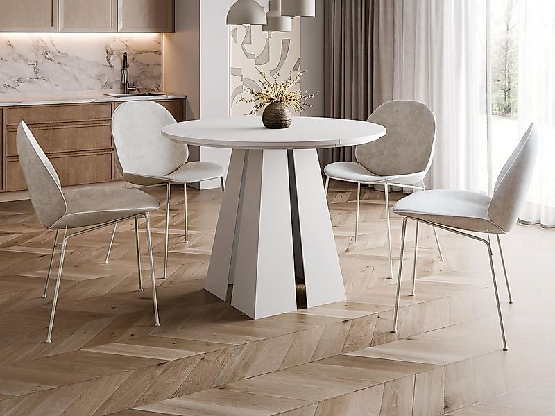 Compleo Esstisch Ø: 100cm oder 120 cm, Designer Tisch, ausziehbarer Tisch T günstig online kaufen