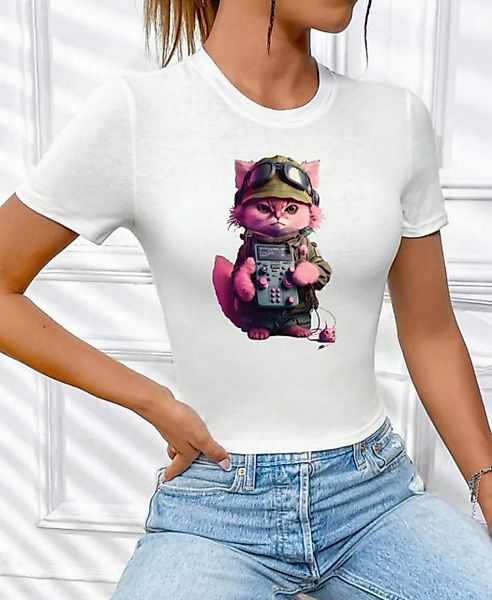 RMK T-Shirt Damen Shirt kurzarm Rundhals "Cat Katze mit Joypad Nerds Gamer" günstig online kaufen