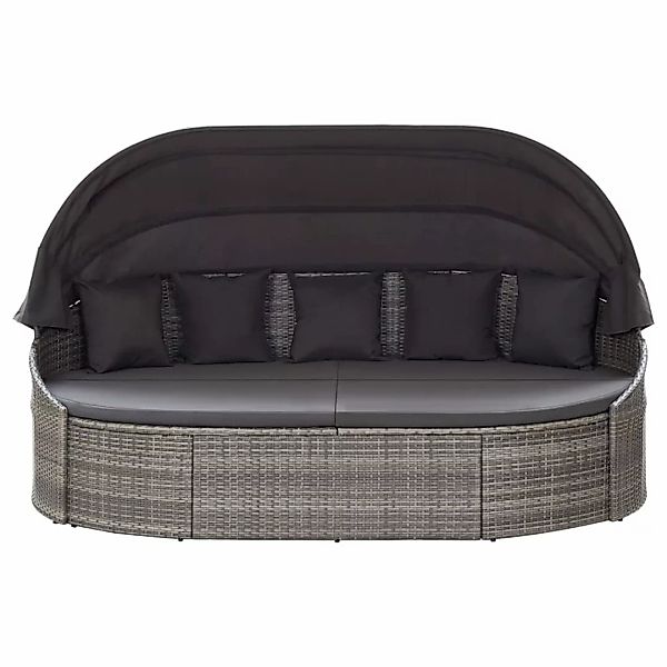 vidaXL Gartenliege Outdoor-Loungebett mit Dach Grau günstig online kaufen