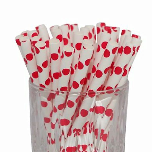 LUXENTU Cocktail Papier-Trinkhalm rot/weiß gepunktet 100 Stück Trinkhalme günstig online kaufen