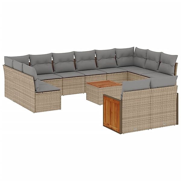 vidaXL 13-Tlg Garten-Sofagarnitur mit Kissen Beige Poly Rattan 3260533 günstig online kaufen