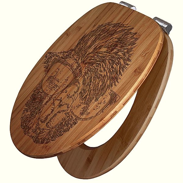 Banjado WC Sitz Bambus Holz Mit Gravur Toilettendeckel Mit Absenkautomatik günstig online kaufen