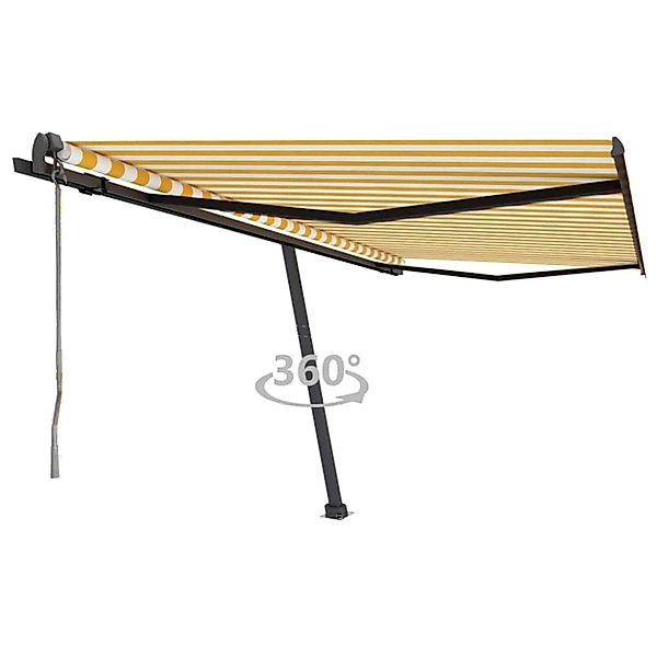 furnicato Standmarkise Automatisch 450x350 cm Gelb/Weiß günstig online kaufen