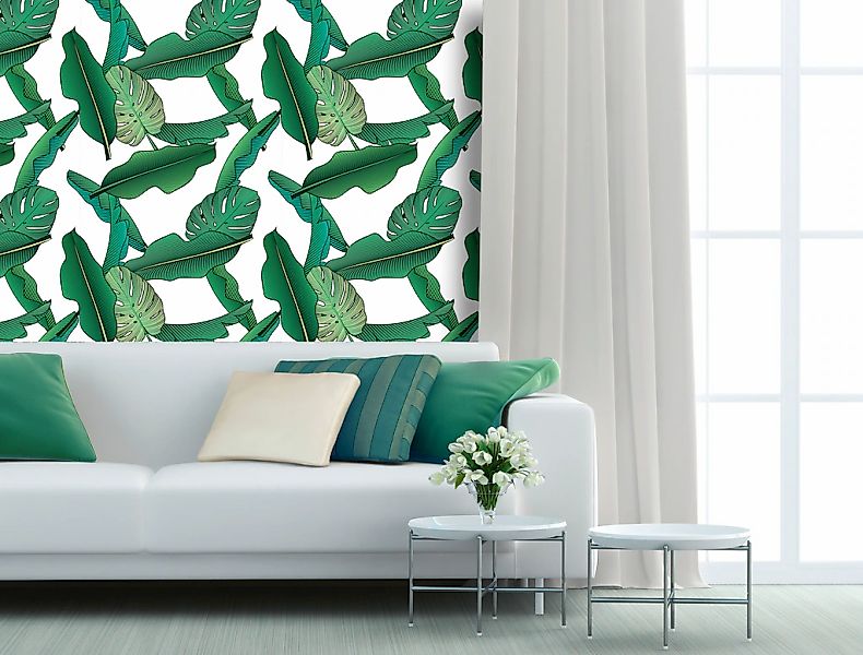 queence Vinyltapete »Elaine«, bedruckt-Motiv-botanisch-floral-gemustert-nat günstig online kaufen