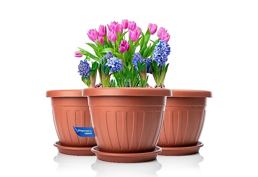 BigDean Blumentopf 3x Blumentopf mit Untersetzer rund ø33xH25 (Set, 3 St., günstig online kaufen