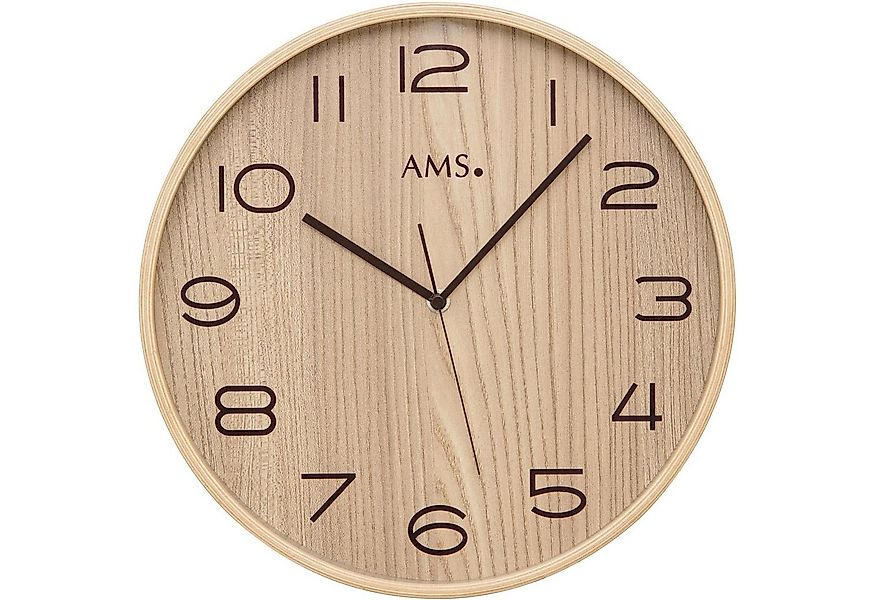 AMS Funkwanduhr F5514 (Quarzuhr,Holz,Glas,Wohnzimmer,Esszimmer,Küche,Arbeit günstig online kaufen