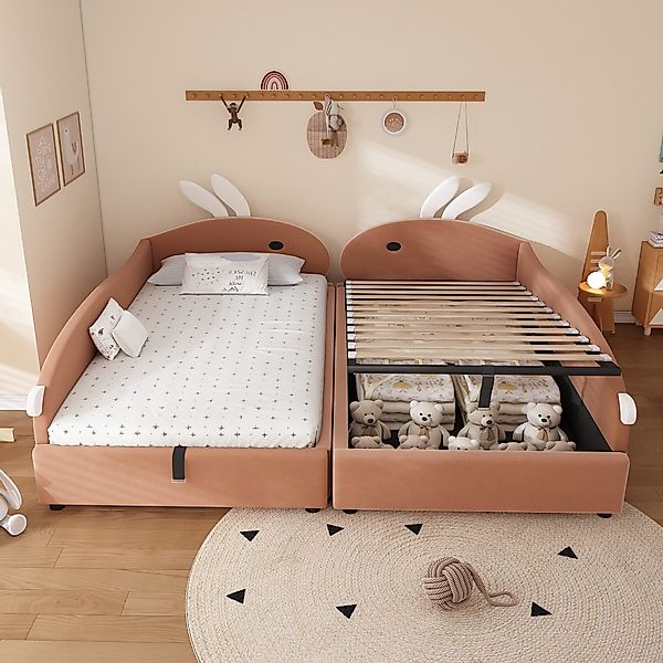 MODFU Schlafsofa mit Häschen-Kopfteil & Schutzzaun, günstig online kaufen