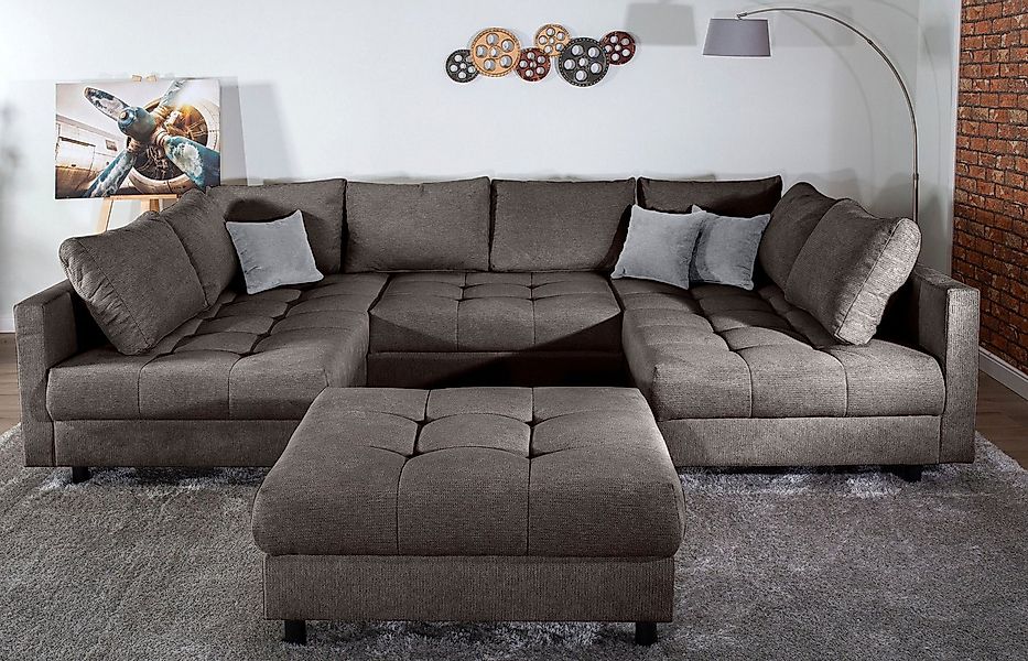 COLLECTION AB Wohnlandschaft Toni U-Form, B: 298 cm, mit Hocker & 3 Zierkis günstig online kaufen