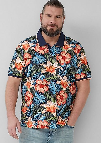 s.Oliver Kurzarmshirt Polo-Shirt Poloshirt aus Baumwolle mit All-over-Print günstig online kaufen