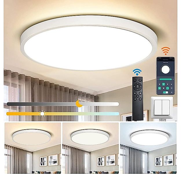 MUPOO Deckenleuchte LED Deckenleuchte Dimmbar mit Fernbedienung,Deckenlampe günstig online kaufen