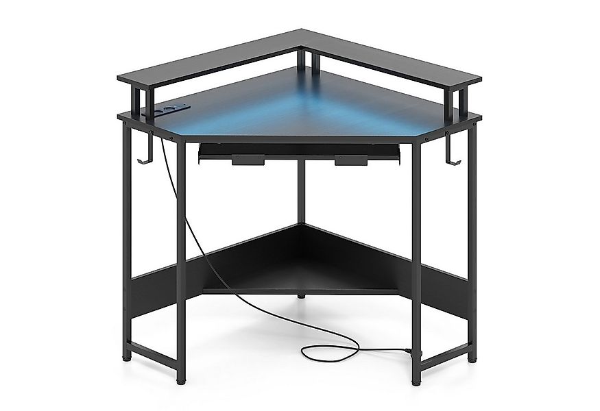 COSTWAY Eckschreibtisch, mit LED, Ladestation, Tastaturablage & Monitorstän günstig online kaufen