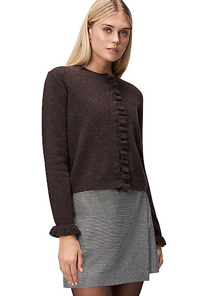 Zero Strickjacke Damen Strickjacke mit Rüschen (1-tlg) Knopfleiste günstig online kaufen