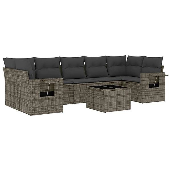 vidaXL 8-Tlg Garten-Sofagarnitur mit Kissen Grau Poly Rattan 3219939 günstig online kaufen