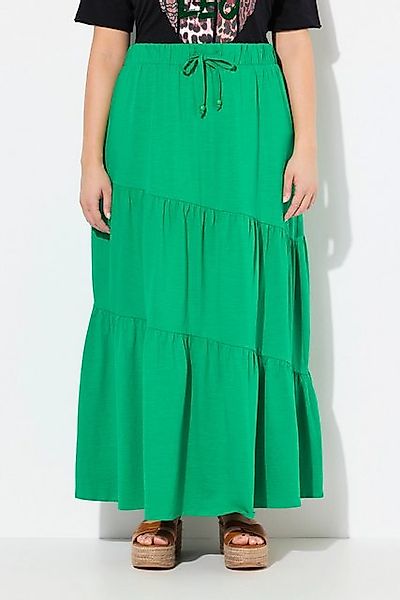 Ulla Popken Midirock Maxi-Jerseyrock Volantstufen A-Linie Elastikbund günstig online kaufen