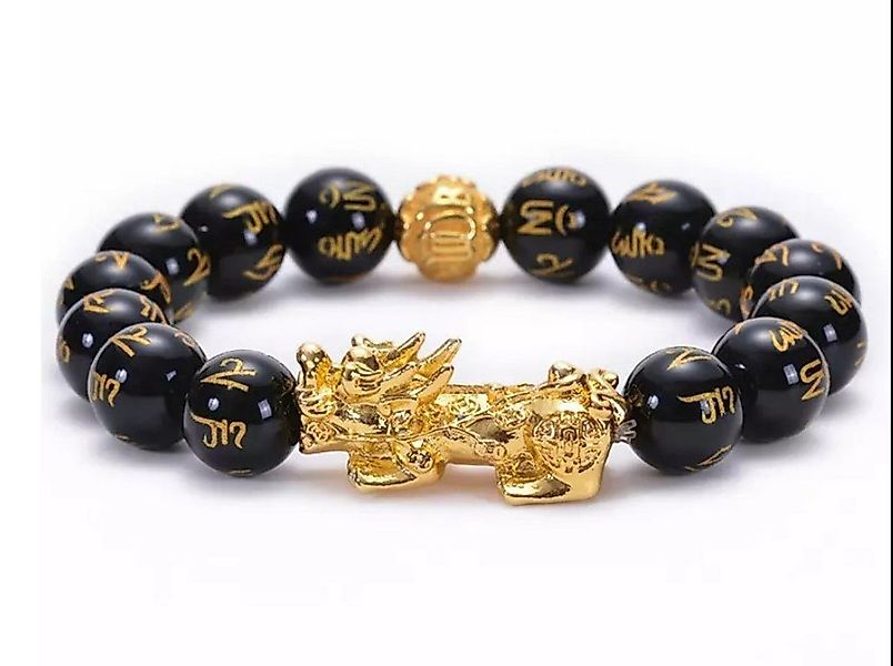 Saraswati Armband Armband "Pi Xiu" goldfarben, mit schwarzen Resinperlen (1 günstig online kaufen
