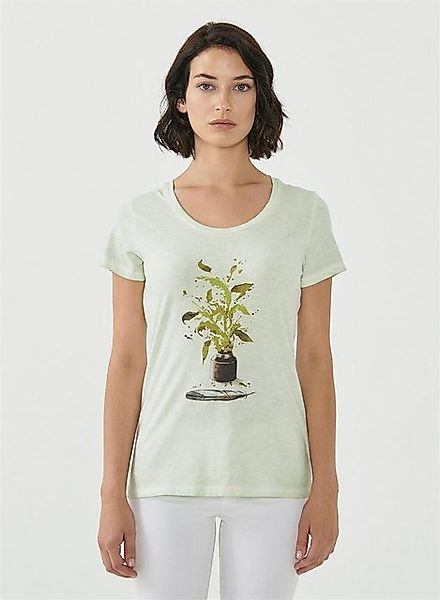 ORGANICATION T-Shirt Women's Garment Dyed Printed T-Shirt in Sage Green günstig online kaufen