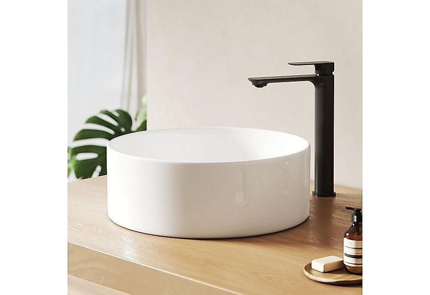 EMKE Aufsatzwaschbecken Rundes 35cm Aufsatzwaschbecken aus weißer Keramik–f günstig online kaufen