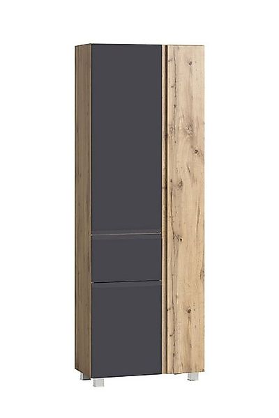 HELD MÖBEL Seitenschrank in grau / Wotaneiche, MDF - 65x180x35cm (BxHxT) günstig online kaufen