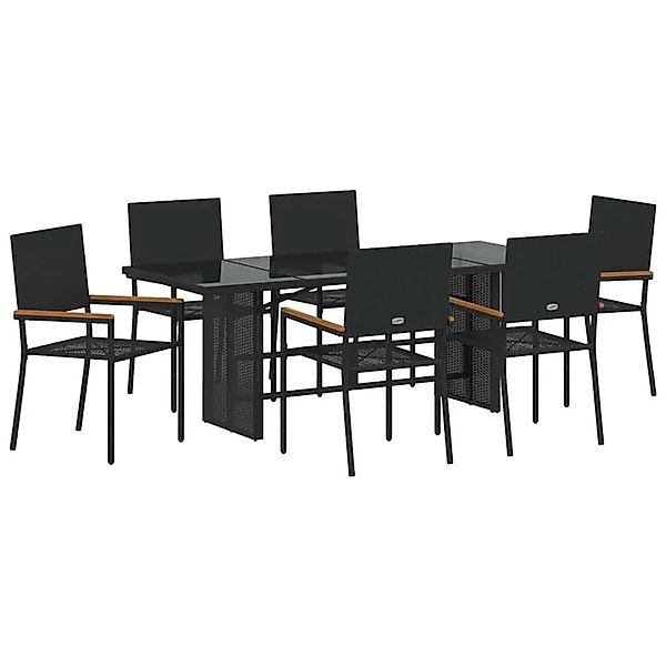 vidaXL Garten Essgruppe 7-Tlg Schwarz Poly-Rattan 3365424 günstig online kaufen