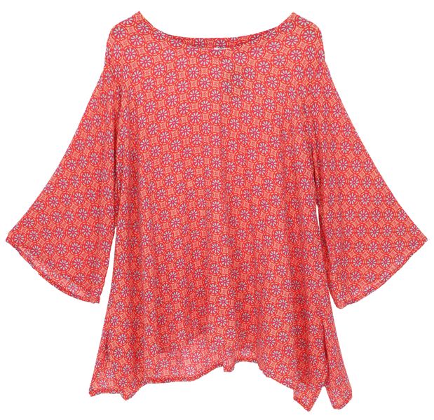 Guru-Shop Longbluse Tunika mit Trompetenärmeln für günstig online kaufen