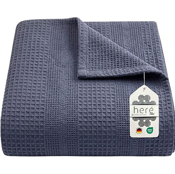 herémood Tagesdecke aus 100% Baumwolle – Elegante Waffelpique Wohndecke 180 günstig online kaufen