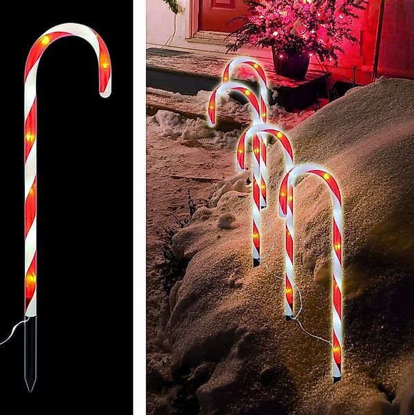 Haushalt International LED Gartenleuchte 4er LED Zuckerstangen Gartenstecke günstig online kaufen