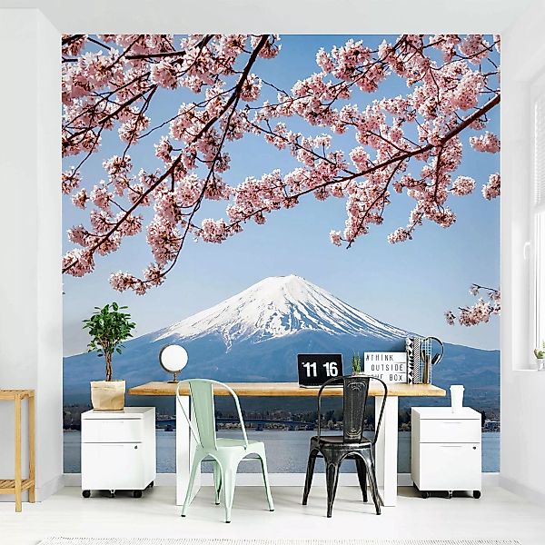 Fototapete Kirschblüten mit Berg Fuji günstig online kaufen