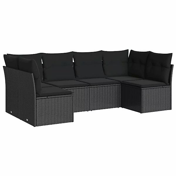 vidaXL 6-tlg Garten-Sofagarnitur mit Kissen Schwarz Poly Rattan Modell 11 günstig online kaufen