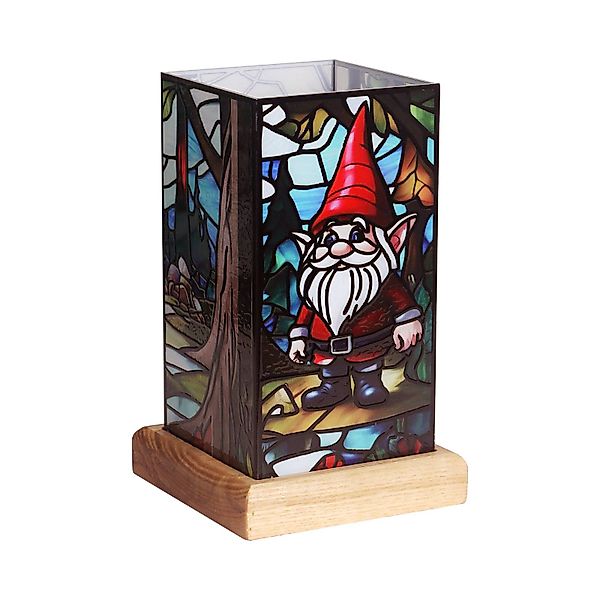 LED-Tischleuchte Art Light Zwerg, Holzsockel, Acryl, bunt günstig online kaufen