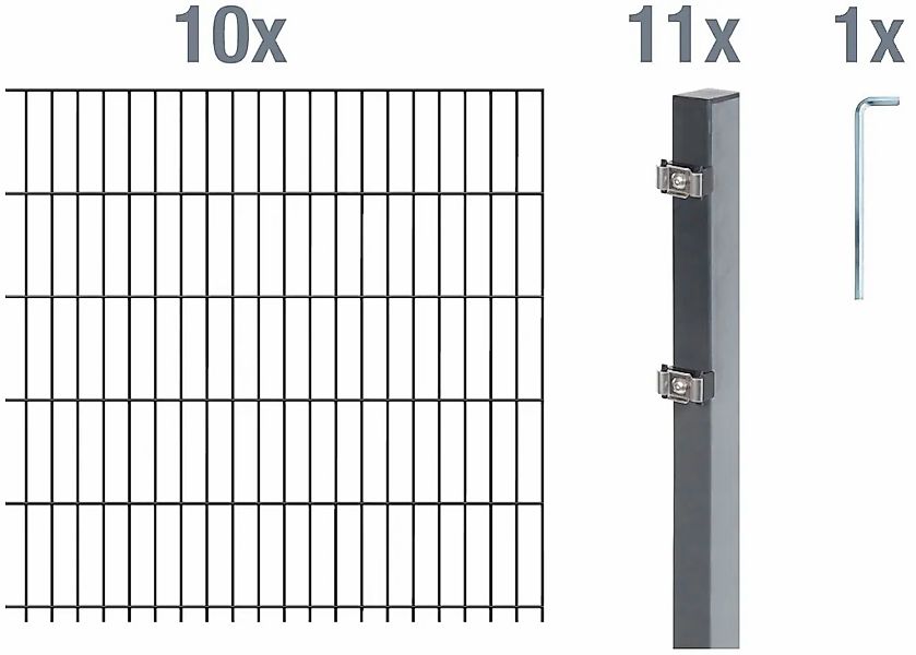 Alberts Doppelstabmattenzaun "Grundset", Höhe: 80-160 cm, Gesamtlänge: 4-30 günstig online kaufen