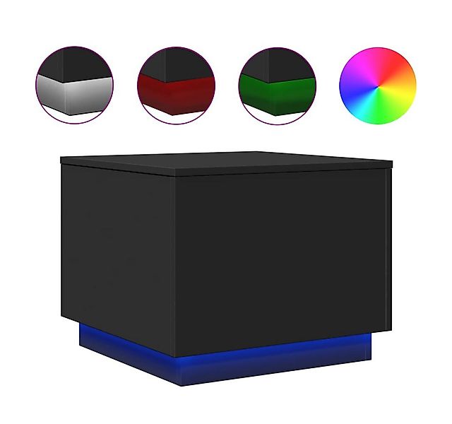 vidaXL Ablagetisch, Couchtisch mit LED-Leuchten Schwarz 50x50x40 cm günstig online kaufen